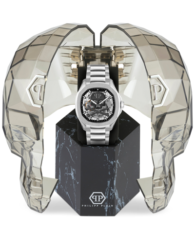 Shop Philipp Plein Men's Automatic Skeleton Spectre Stainless Steel Bracelet Watch 42mm