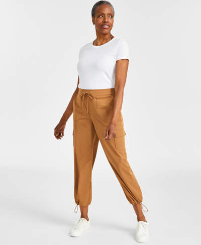 Style & Co Petite Solid Drawcord-hem Utility Pants, Created For