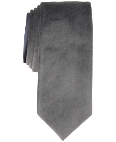 Shop Alfani Men's Monroe Solid Velvet Tie, Created For Macy's In Grey