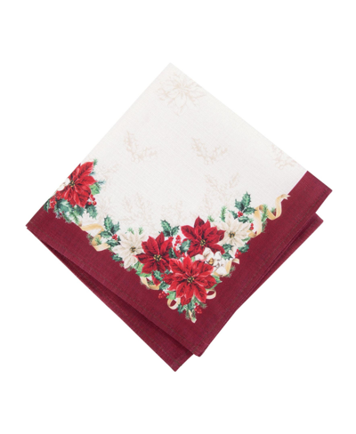 Elrene Poinsettia Garlands Engineered Napkins, Set Of 4, 17" X 17" In Multi