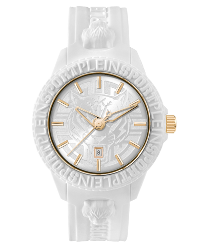 Shop Plein Sport Men's Watch 3 Hand Date Quartz Fearless White Silicone Strap Watch 43mm