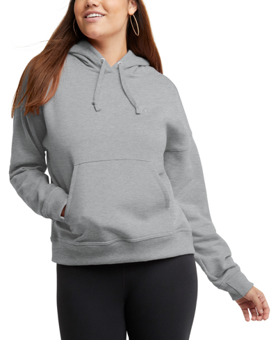 Shop Champion Women's Powerblend Fleece Sweatshirt Hoodie In Oxford Gray