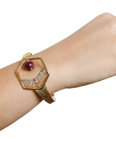 Shop Nectar Nectar New York 18k Gold-plated Mixed Gemstone Cuff Bracelet In Gld