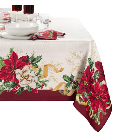 Elrene Poinsettia Garlands Engineered Tablecloth, 60" X 84" In Multi