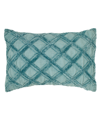 Shop Tommy Bahama Home Tommy Bahama Island Essentials Chenille Diamond Decorative Pillow, 14" X 20" In Blue