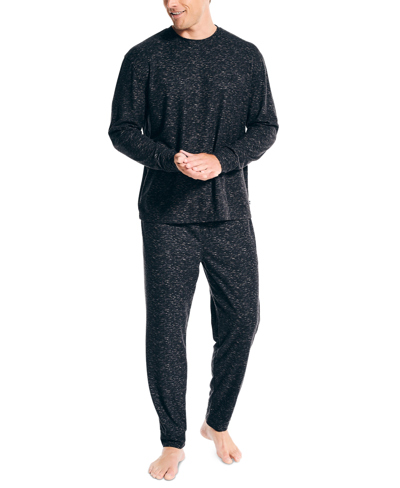 Shop Nautica Men's 2-pc. Relaxed-fit Waffle-knit T-shirt & Pajama Pants Set In Charcoal Heather
