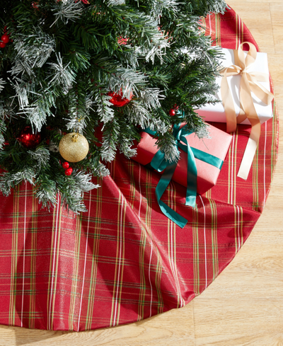 Elrene Shimmering Plaid Holiday Tree Skirt, 48" X 48" In Red,green