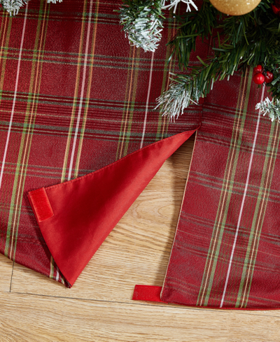 Elrene Shimmering Plaid Holiday Tree Skirt, 48" X 48" In Red,green