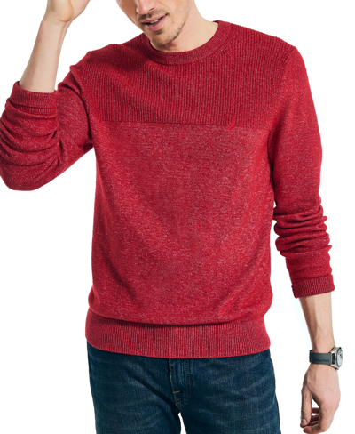 Shop Nautica Men's Textured Crewneck Sweater In Tango Red