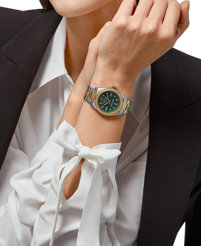 Shop Philipp Plein Women's Queen Green & Two-tone Stainless Steel Bracelet Watch 36mm In Two Tone
