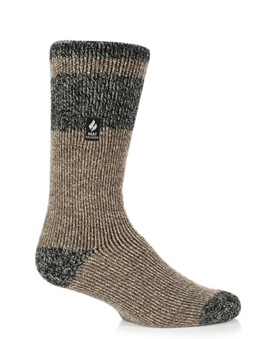 Heat Holders Men's Rook Block Twist Crew Sock In Clay,black