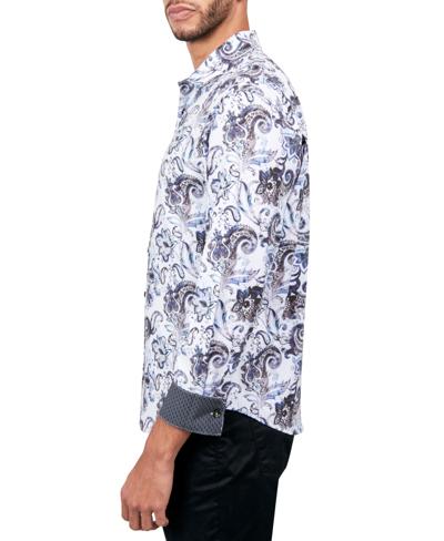 Society Of Threads Men's Regular Fit Non-iron Performance Stretch Paisley Button-down Shirt In White,purple
