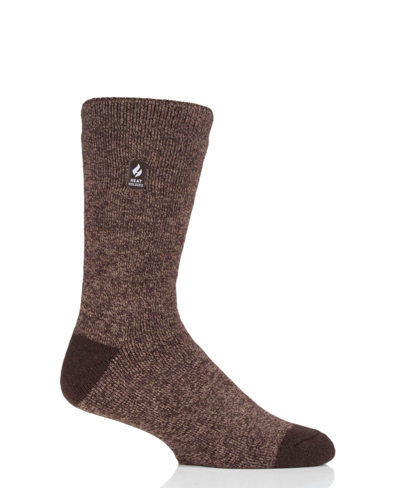 Heat Holders Men's Lite Fieldfare Twist Crew Sock In Brown