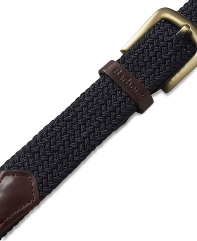 Shop Barbour Men's Stretch Webbing Belt With Faux-leather Trim In Navy