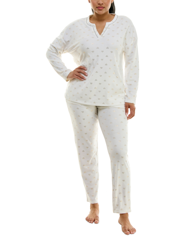 Shop Roudelain Women's 2-pc. Velour Henley Pajamas Set In Startime Foil