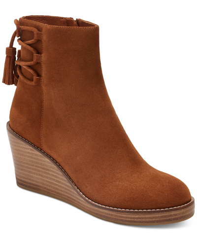 Shop Jack Rogers Women's Banbury Lace-up Wedge Booties In Camel