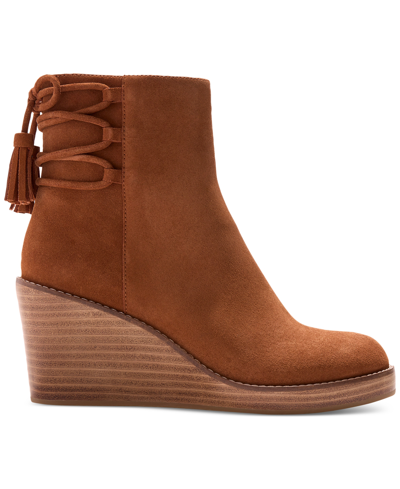 Shop Jack Rogers Women's Banbury Lace-up Wedge Booties In Camel