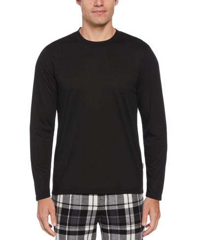 Shop Perry Ellis Portfolio Men's Solid Long-sleeve Pajama T-shirt In Black Beauty