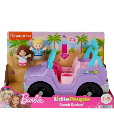 Shop Fisher Price Little People Barbie Beach Cruiser Toy Car With Music 2 Figures For Toddlers In Multi-color