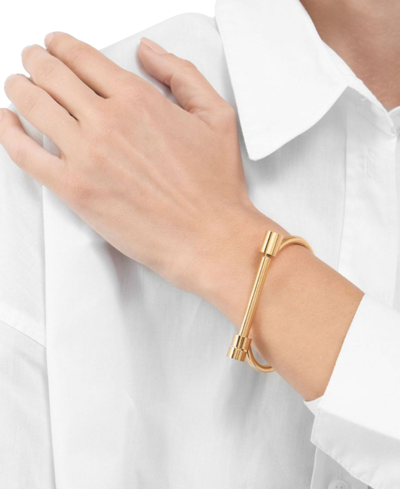Adornia 14k Gold-plated Screw Closure Bangle Bracelet In Silver