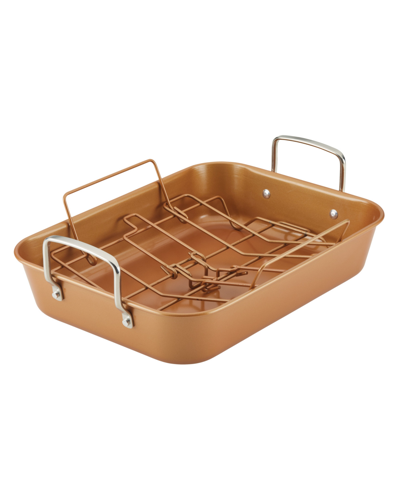 Shop Ayesha Curry Bakeware Nonstick 11" X 15" Roaster With Convertible Rack In Copper