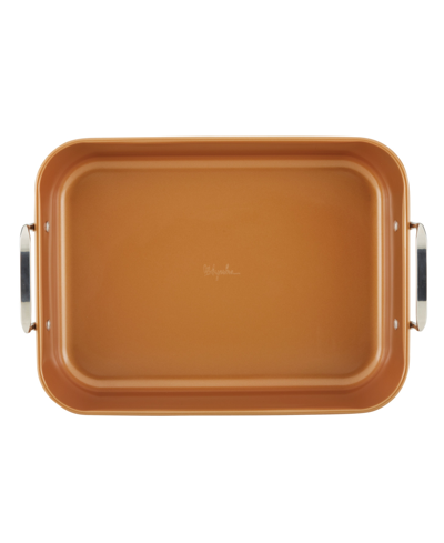 Shop Ayesha Curry Bakeware Nonstick 11" X 15" Roaster With Convertible Rack In Copper