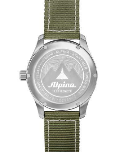 Shop Alpina Men's Swiss Startimer Pilot Green Nylon Strap Watch 42mm In Stainless Steel