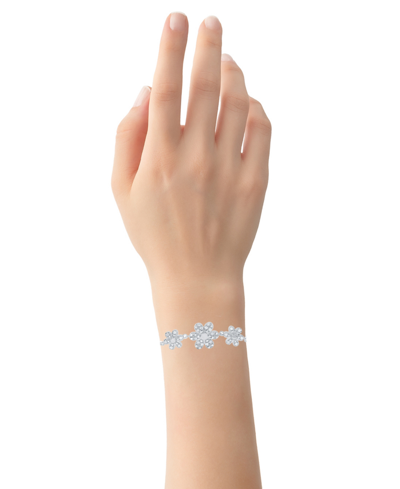 Macy's Diamond Triple Flower Bolo Bracelet (1/6 Ct. T.w.) In Sterling Silver In Sterling Silver