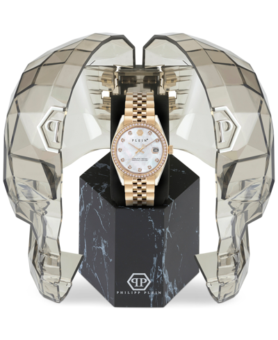 Shop Philipp Plein Women's Date Superlative Gold Ion-plated Bracelet Watch 34mm In Ip Yellow Gold