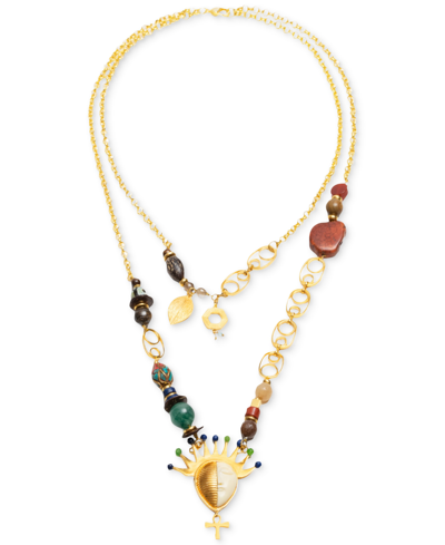 Shop Nectar Nectar New York 18k Gold-plated Chezerah Two-row Gemstone Statement 32" Necklace In Gld