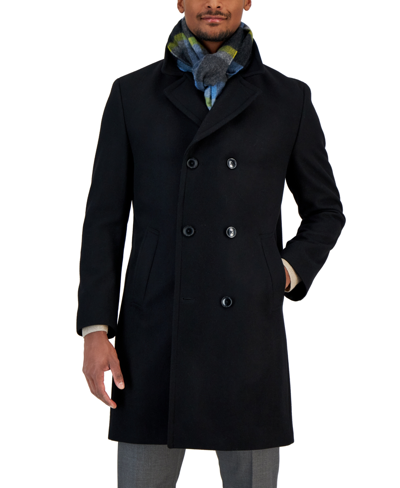 Shop Nautica Men's Classic-fit Double Breasted Wool Overcoat In Black