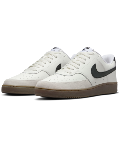 Shop Nike Men's Court Vision Low Casual Sneakers From Finish Line In Sail,black