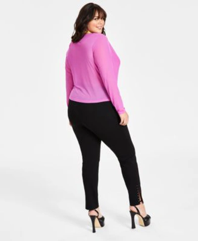Shop Bar Iii Plus Size Long Sleeve Cowl Neck Top High Rise Ponte Knit Leggings Created For Macys In Deep Black