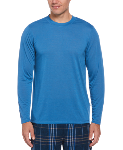 Shop Perry Ellis Portfolio Men's Solid Long-sleeve Pajama T-shirt In Deep Water