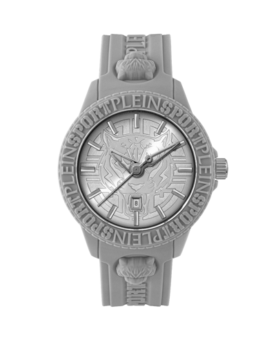 Shop Plein Sport Men's Watch 3 Hand Date Quartz Fearless Gray Silicone Strap Watch 43mm