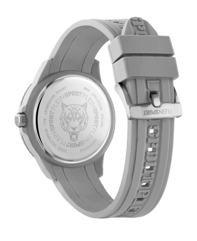Shop Plein Sport Men's Watch 3 Hand Date Quartz Fearless Gray Silicone Strap Watch 43mm