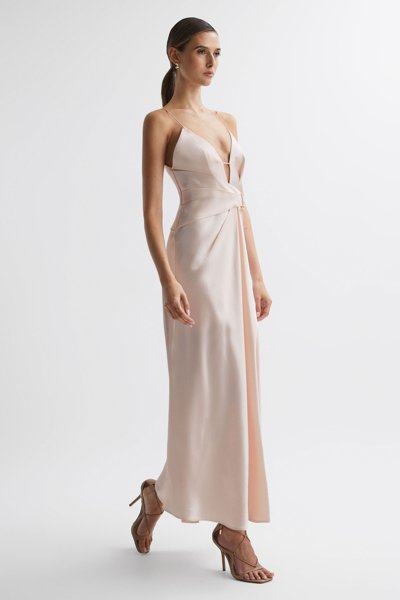 Shop Acler Plunge Neck Maxi Dress In Pearl Pink