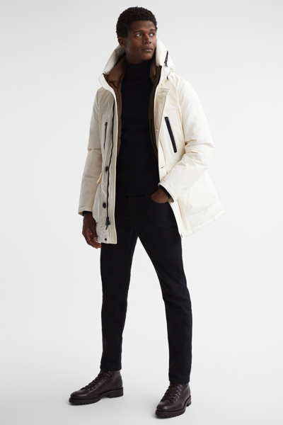 Woolrich Feather Down Hooded Coat In Artic White