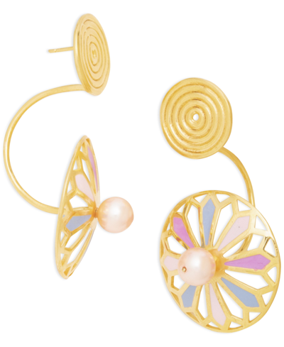 Shop Nectar Nectar New York 18k Gold-plated Pink Cultured Pearl Statement Earrings In Gld