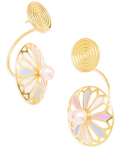 Shop Nectar Nectar New York 18k Gold-plated Pink Cultured Pearl Statement Earrings In Gld