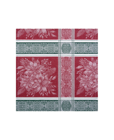 Elrene Poinsettia Plaid Jacquard Plaid Napkins, Set Of 8, 17" X 17" In Multi