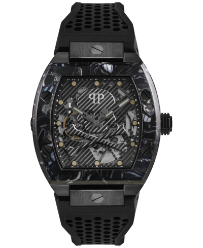 Shop Philipp Plein Men's Automatic The $keleton Black Tonneau Strap Watch 44mm