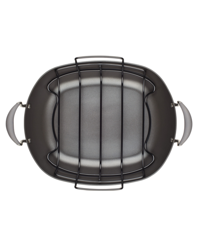 Shop Anolon Advanced Hard Anodized 16" X 13" Nonstick Roaster With Rack In Moonstone