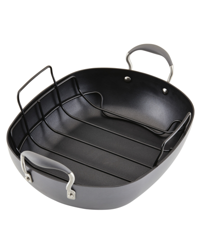 Shop Anolon Advanced Hard Anodized 16" X 13" Nonstick Roaster With Rack In Moonstone