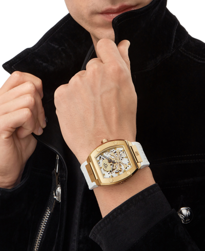 Shop Philipp Plein Men's Automatic The $keleton White Silicone Strap Watch 44mm