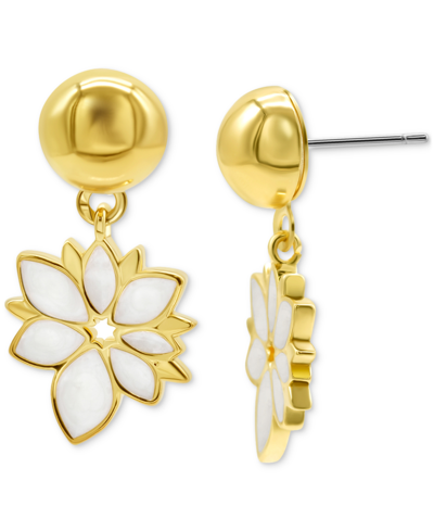 Shop Adornia 14k Gold-plated Mother-of-pearl Flower Drop Earrings