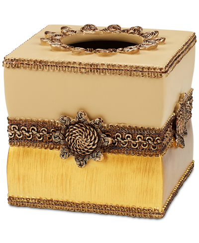 Shop Avanti Braided Medallion Colorblocked Tissue Box Cover In Gold