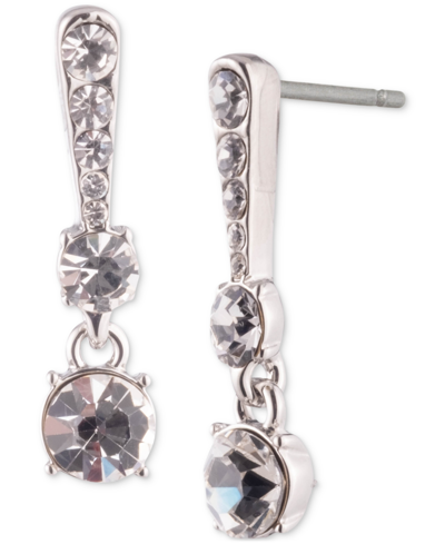 Shop Givenchy Silver-tone Stone & Crystal Bar Drop Earrings In White
