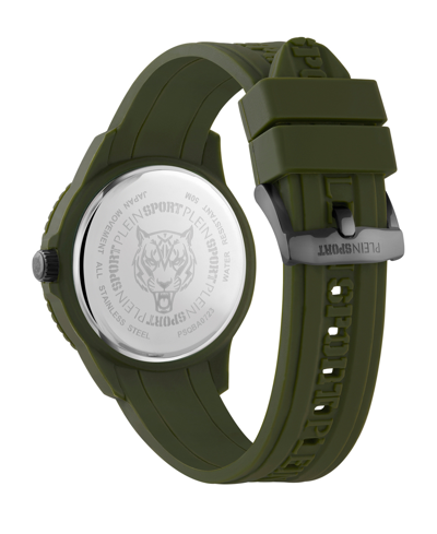 Shop Plein Sport Men's Watch 3 Hand Date Quartz Fearless Green Silicone Strap Watch 43mm