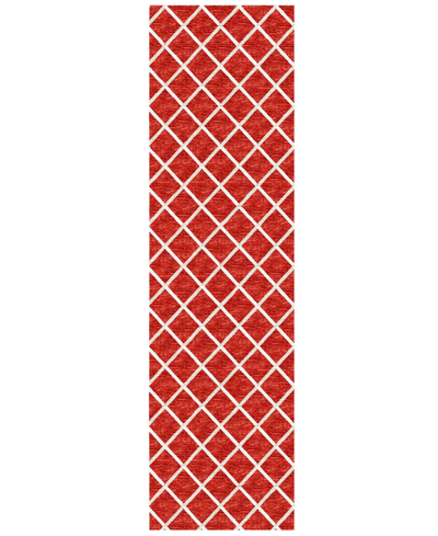 D Style York Washable Yo1 2'3" X 10' Runner Area Rug In Red